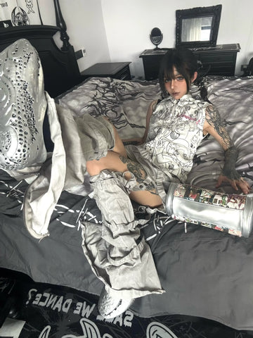 Midnight Grey Bunny Hooded Vest