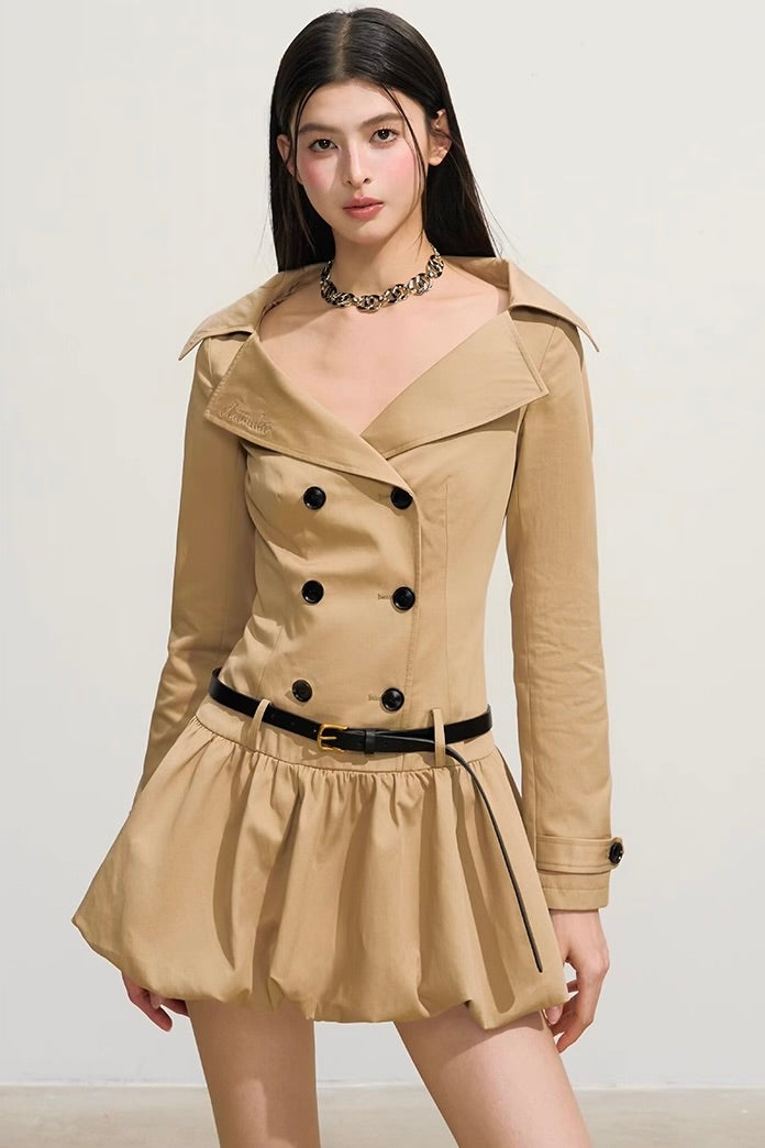 double breasted cinched dress