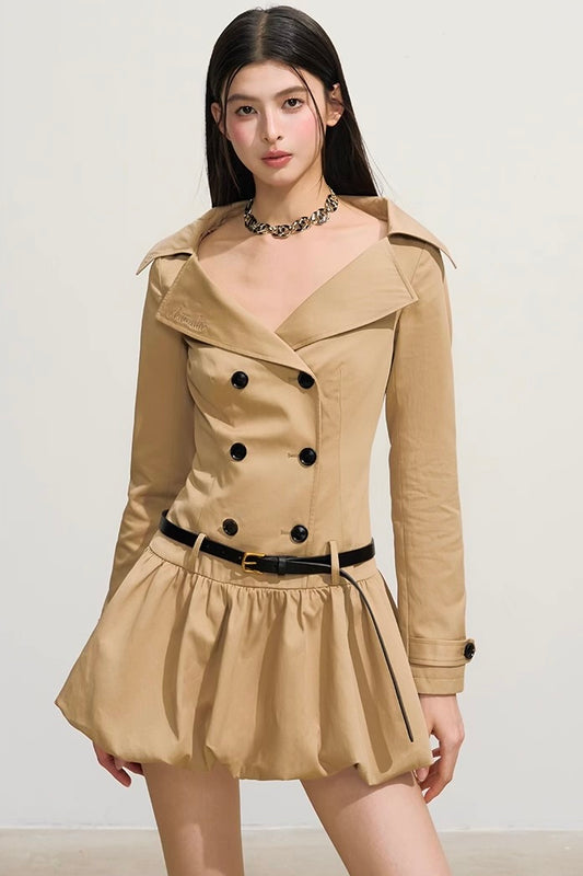 double breasted cinched dress