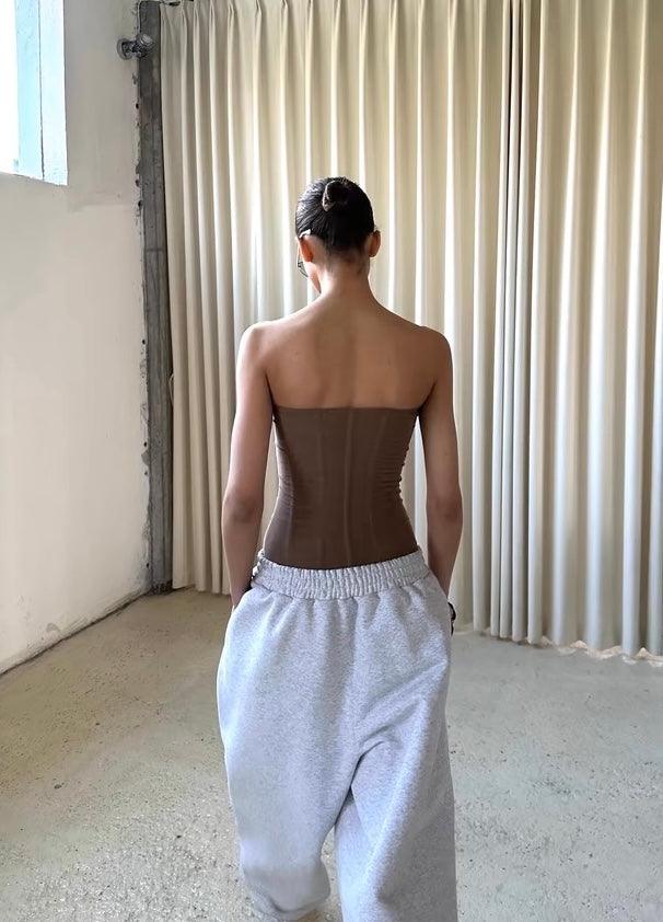 Mesh tube top brown