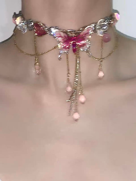 Pink Fairy Butterfly Titanium Choker