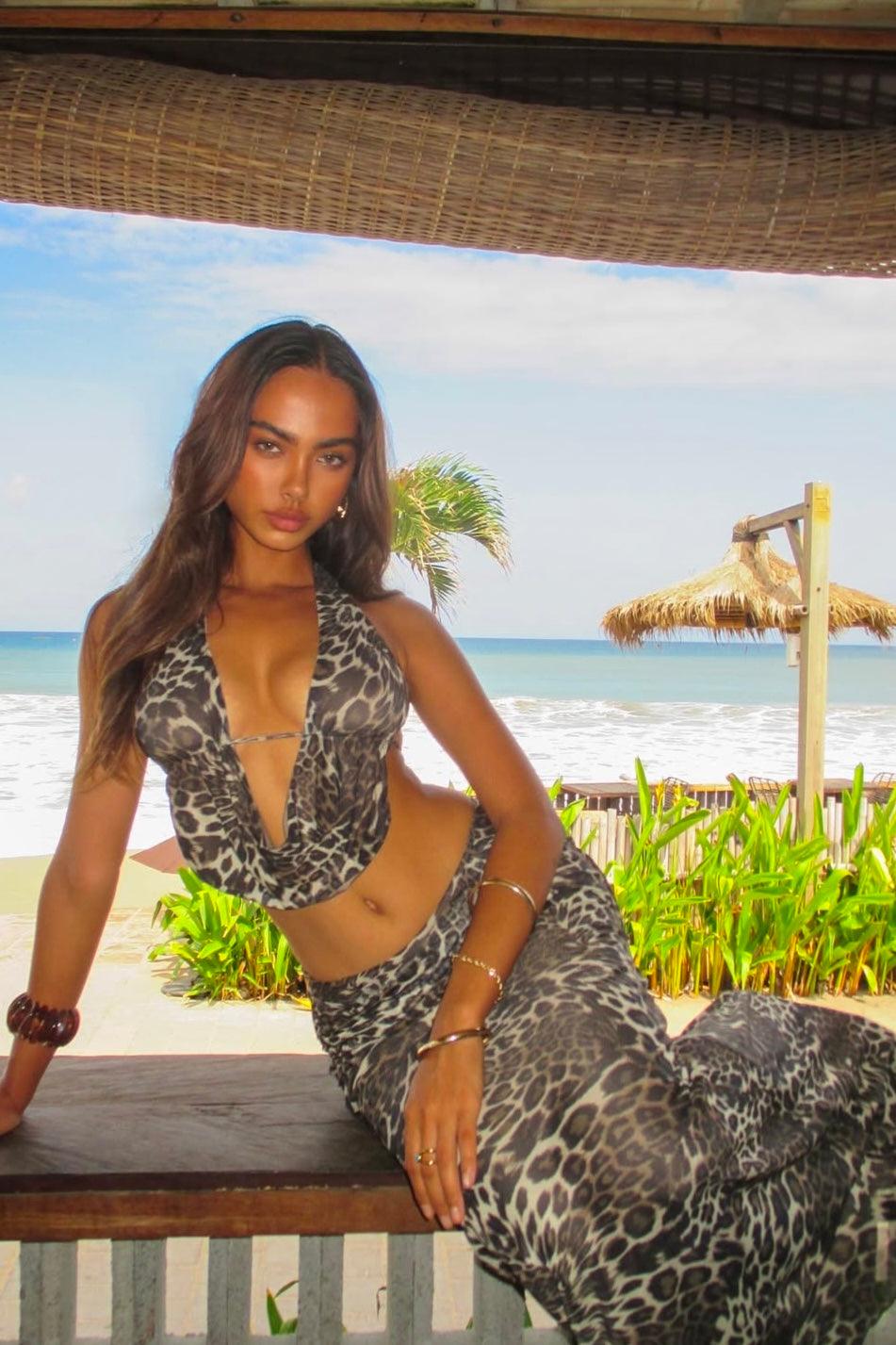 leopard print dress set