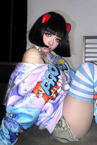 PaoCai co-branded Eva Lingpoli Asuka printed jacket