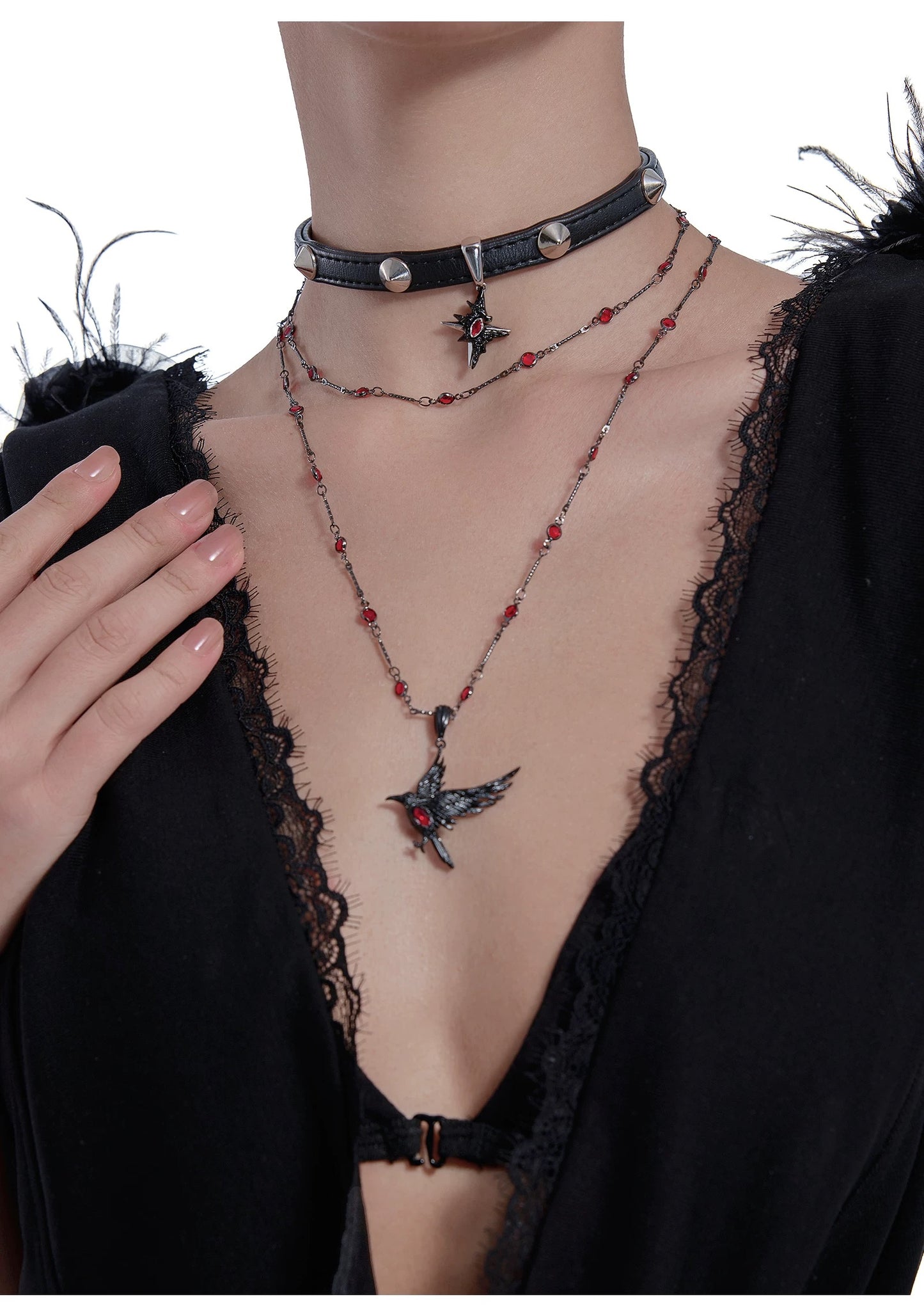 Qin Che Thorne Crow Stacks Necklace