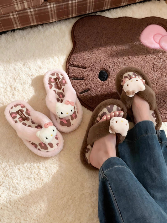 HelloKitty fluffy flip flops