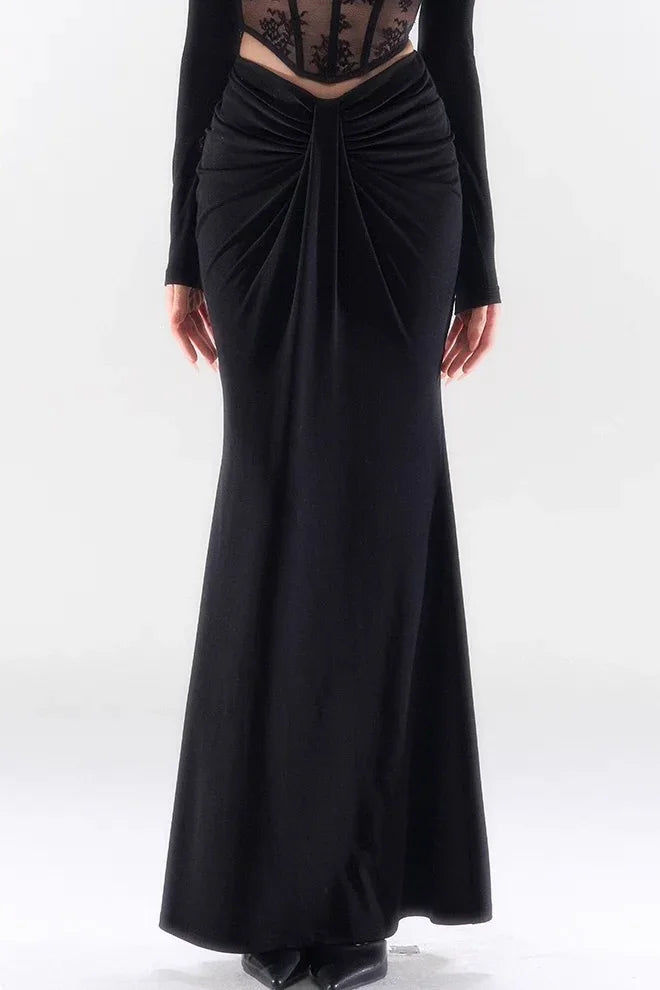 V-shaped deconstructive twisted fish tail skirt