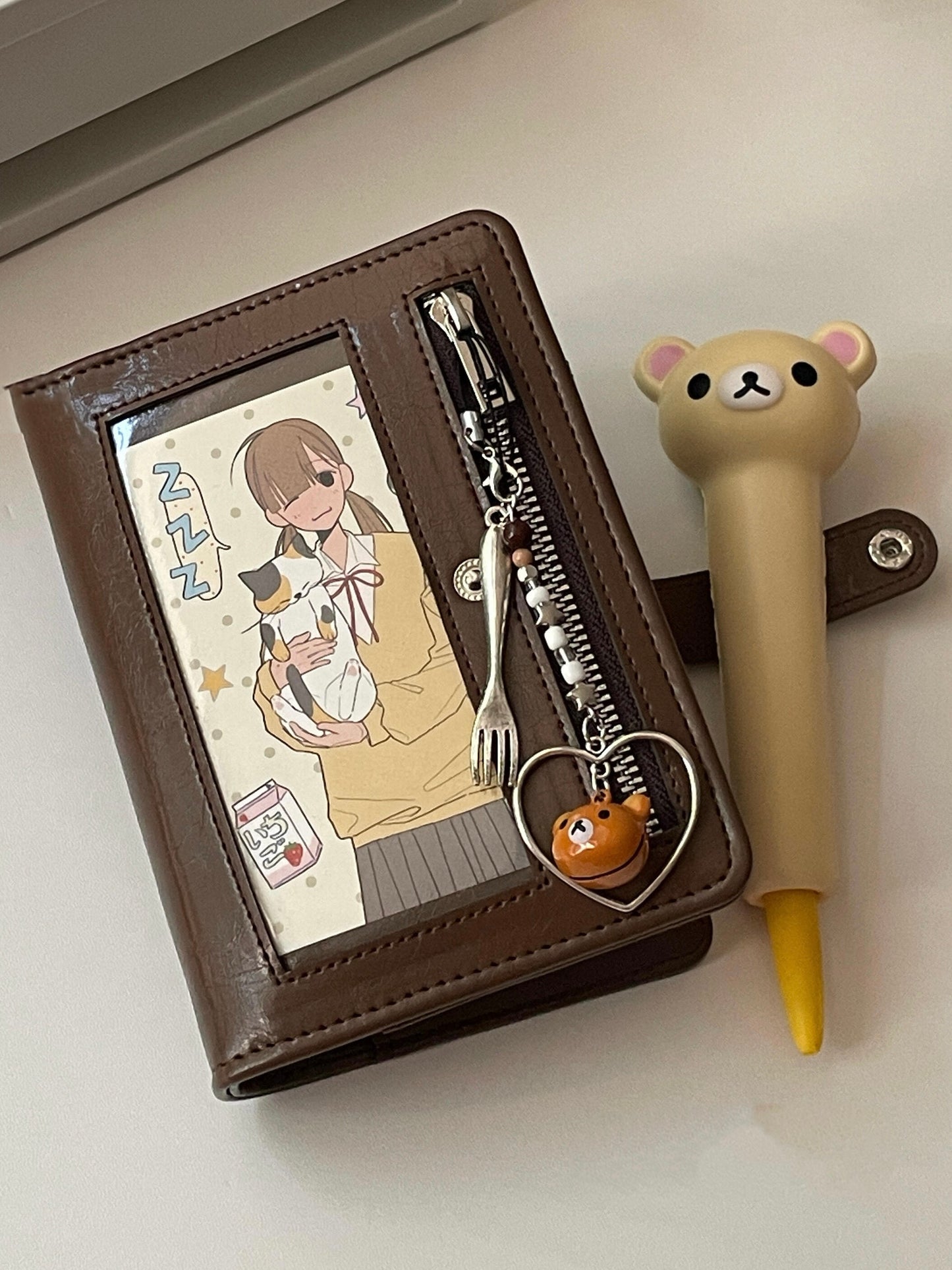 Retro coffee colored leather notebook