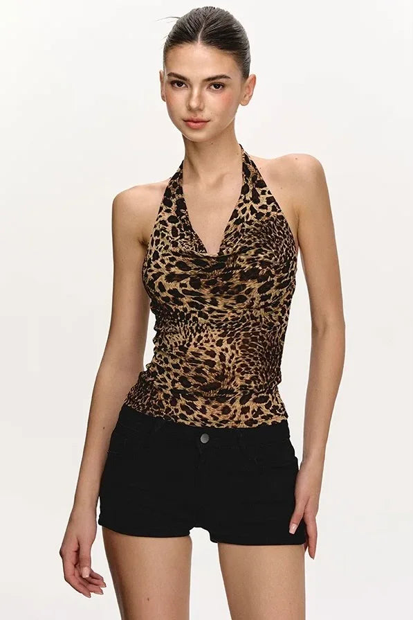 leopard print backless top