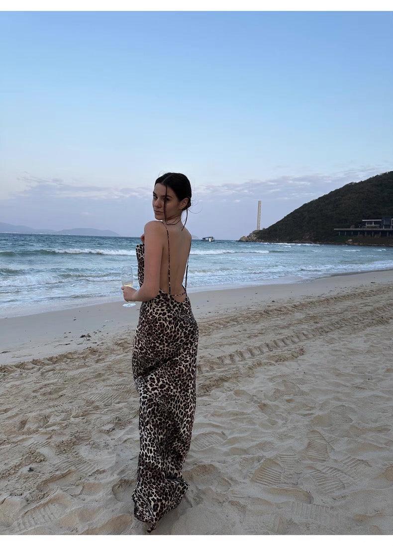 Leopard print suspender dress