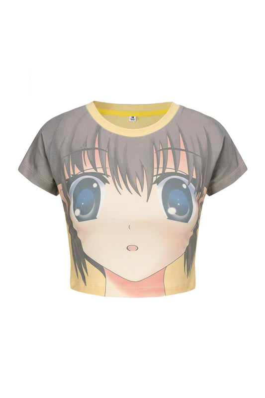 Anime big eye full print tee