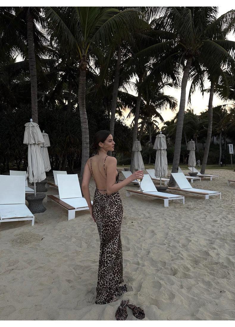 Leopard print suspender dress