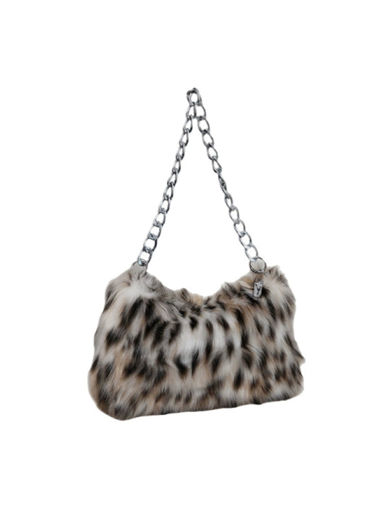 Leopard print furry bag