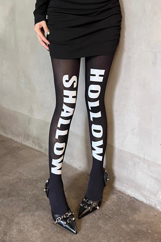 Letter printed pantyhose