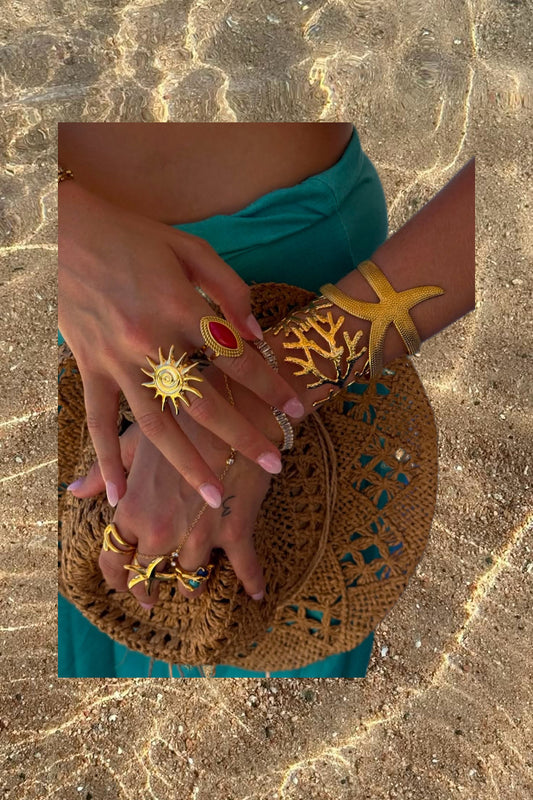 starfish Rings Bracelet 8 pieces Set