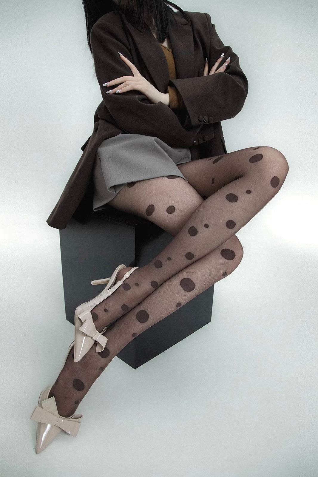 brown irregular polka dot tight