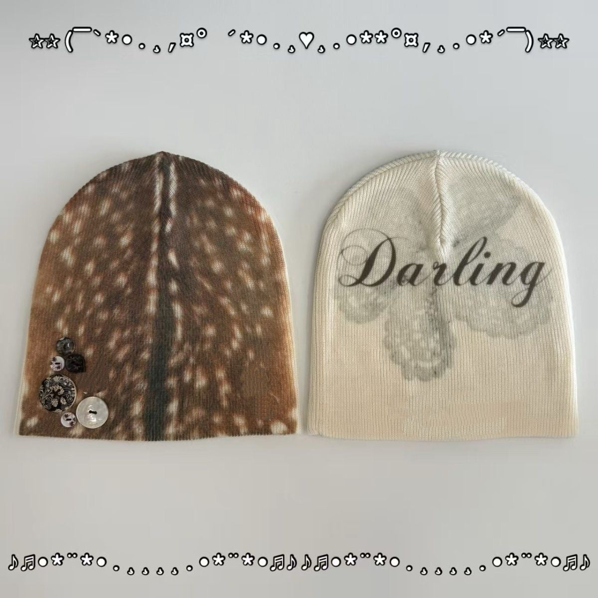 Handmade Shell Button Print Hat