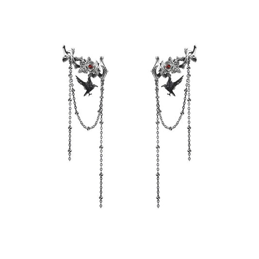 Qin Che throne crow tassels ear clips