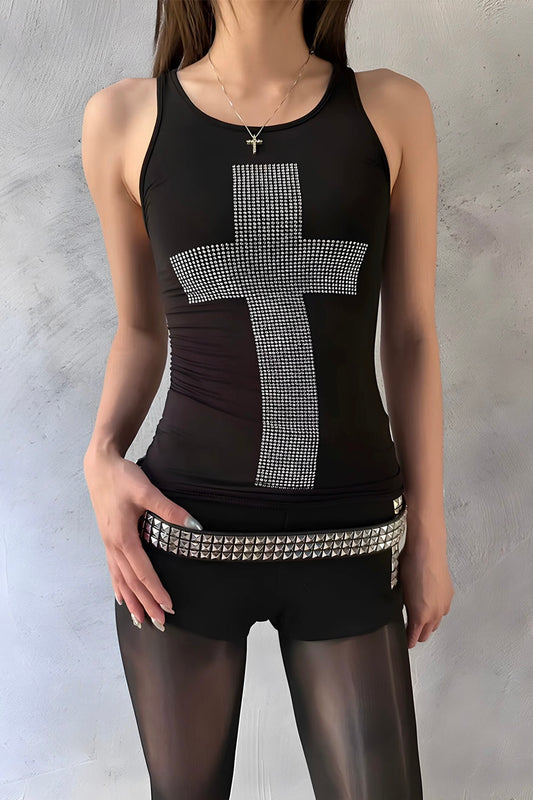 Rhinestone Cross Vest
