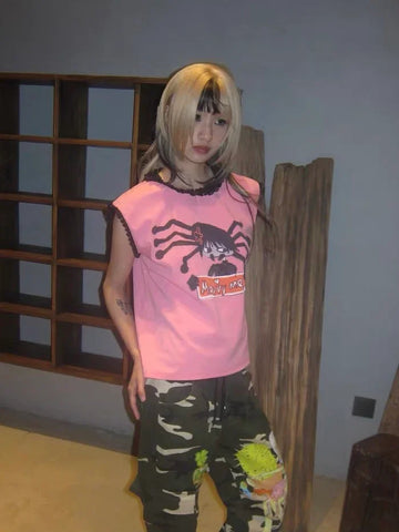 Octopus grass joint name "Marry me" pink lace Tee