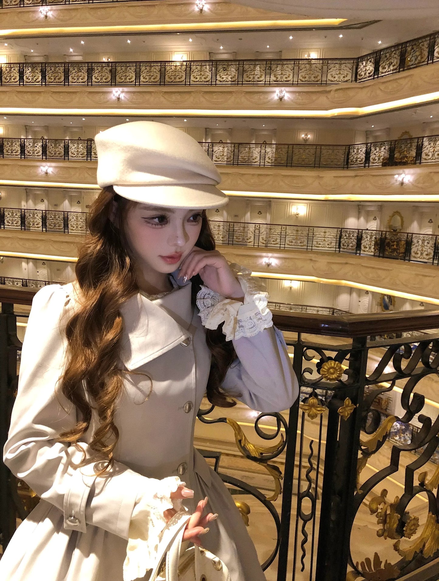 Flared Hem Grey Trench Coat