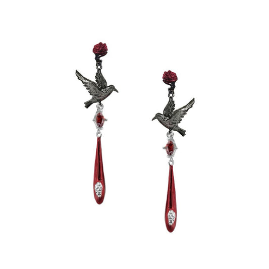 Qin Che crow rose earrings