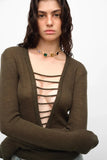 Wool hand pulled knitted pullover two-color sweater