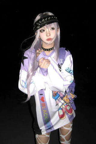 Purple anime girl jersey top