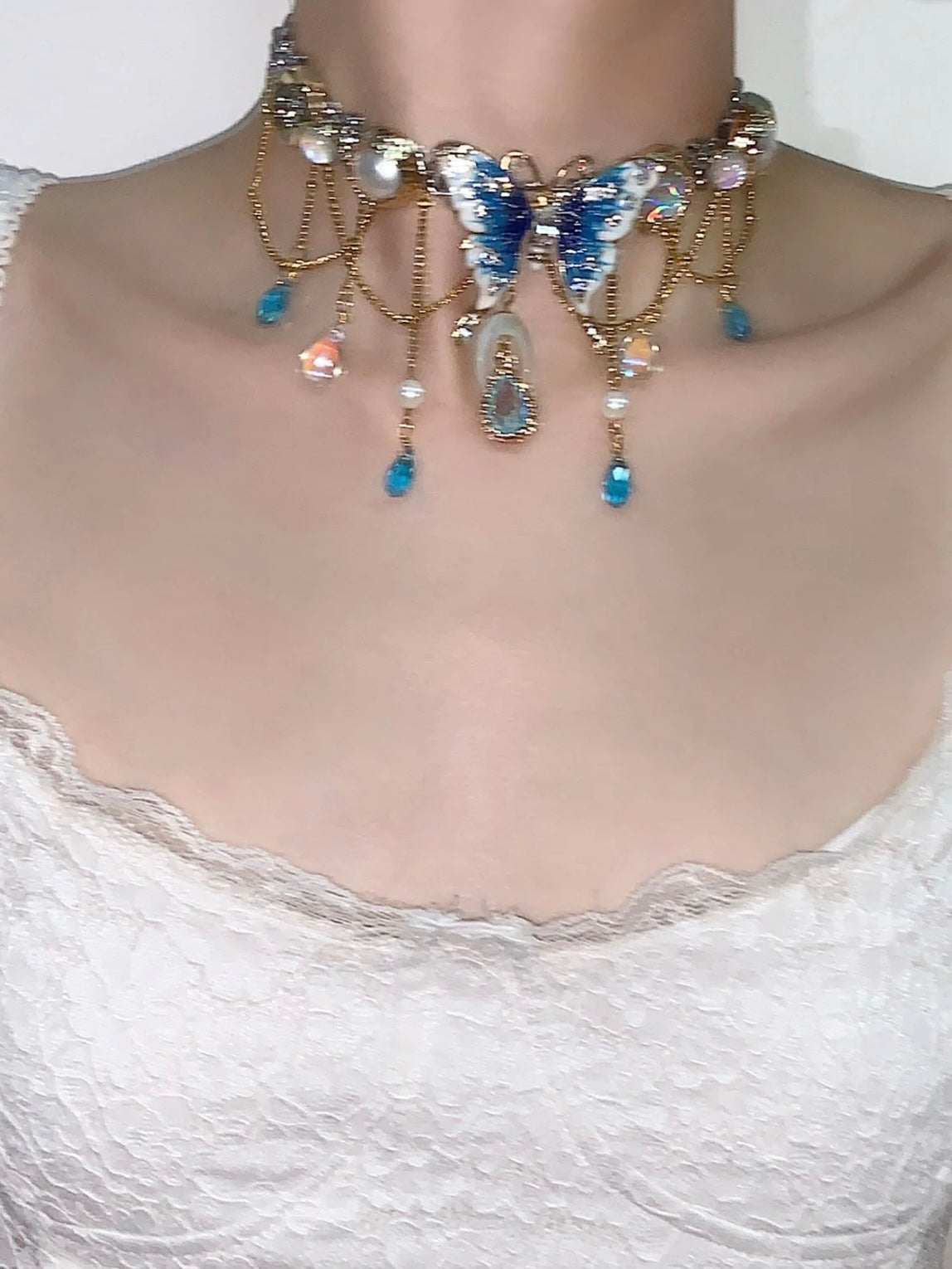 Blue Field "Blue Titanium Steel Necklace