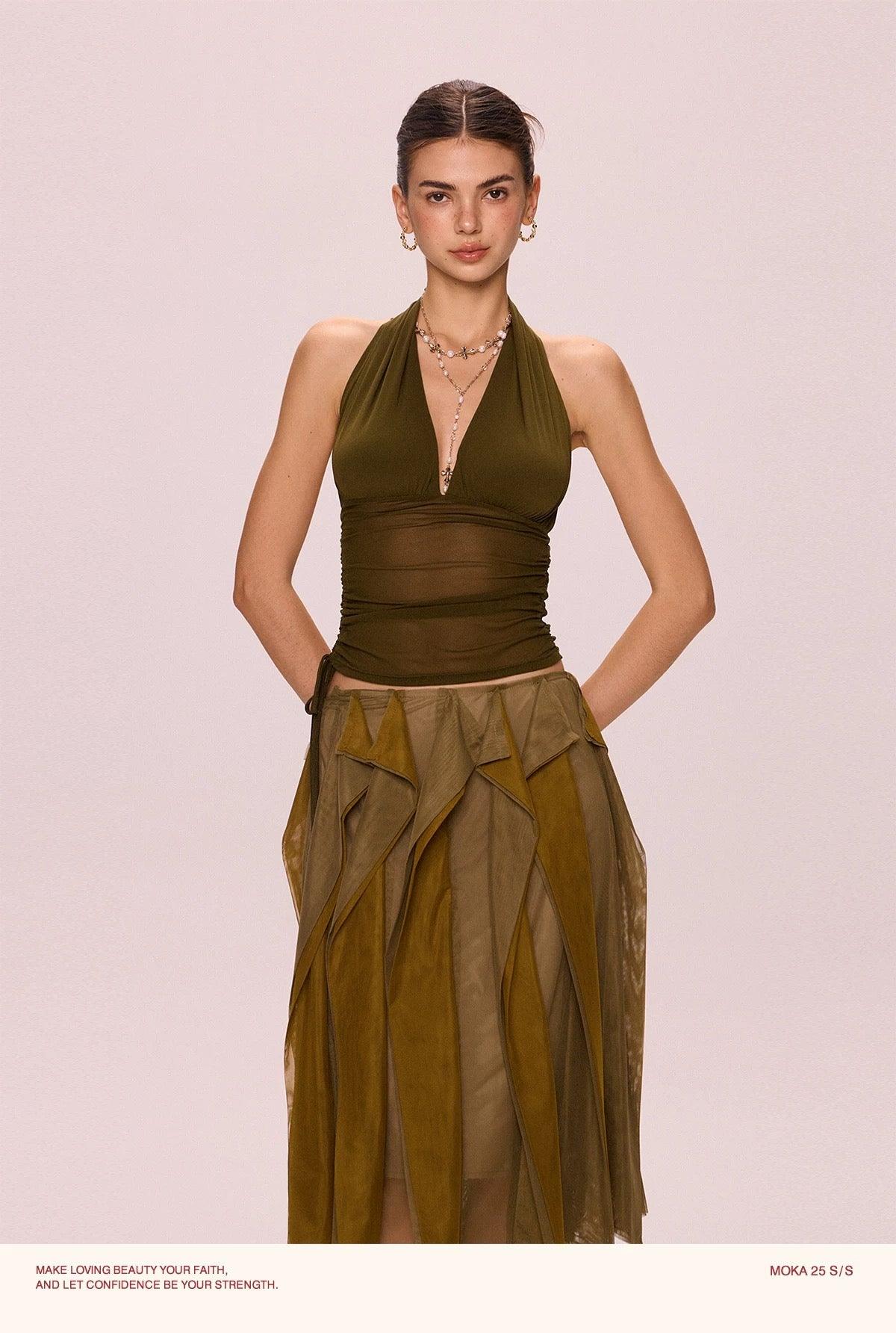 Mesh halter top green