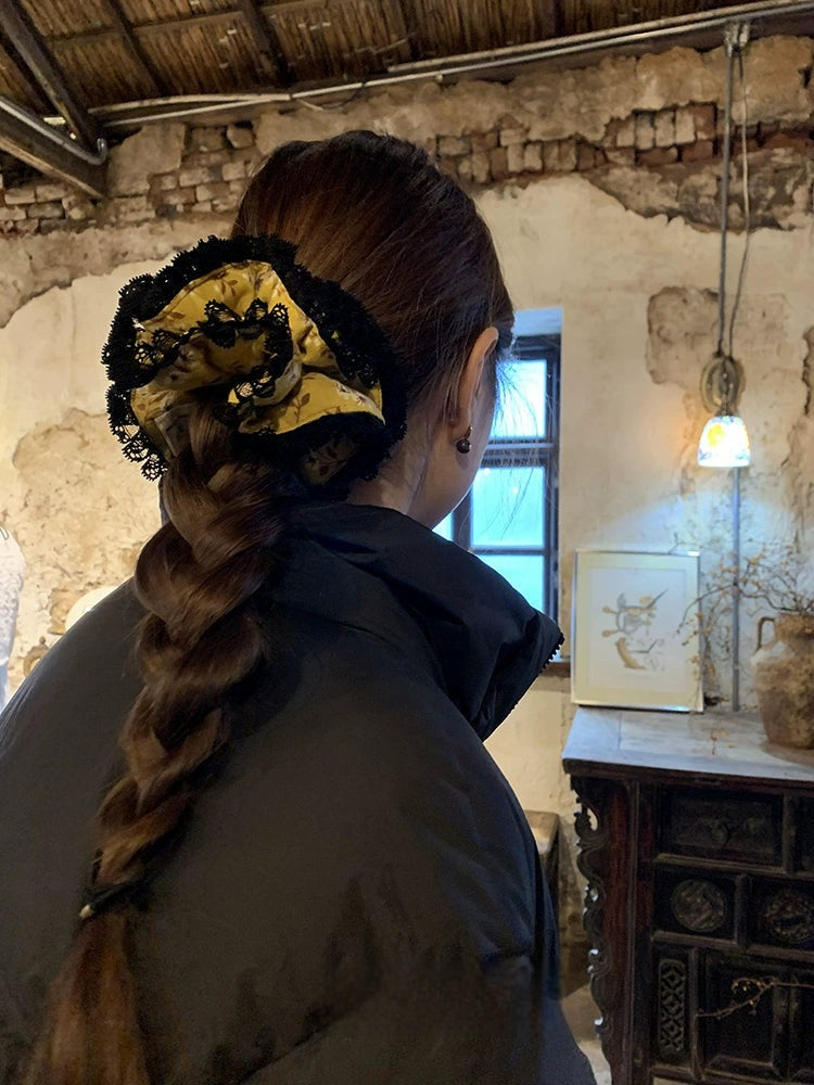 Ginger yellow small floral scrunchie