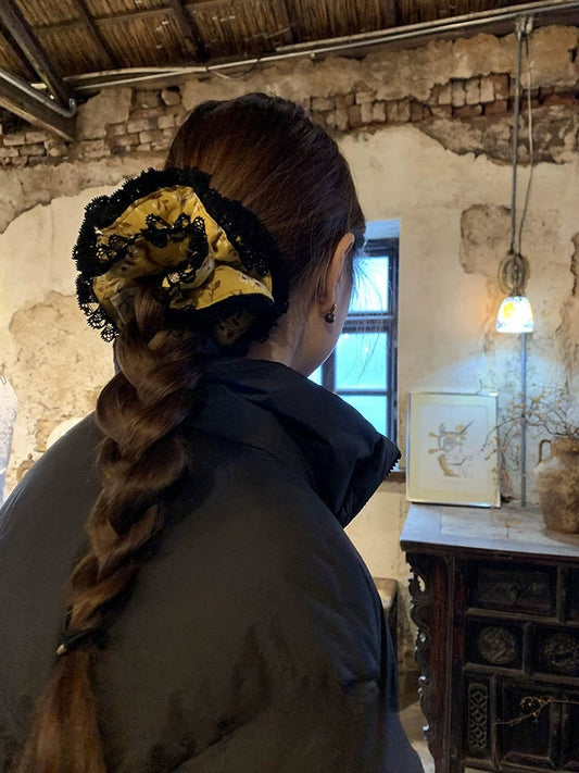 Ginger yellow small floral scrunchie