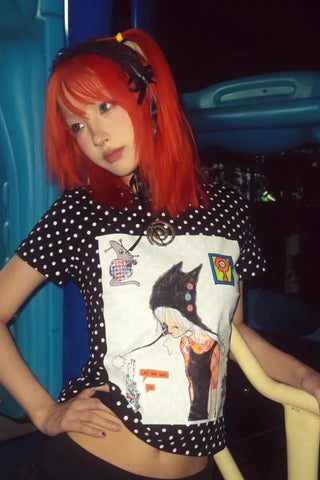 Octopus Grass Joint Die Black Polka Dot Tee