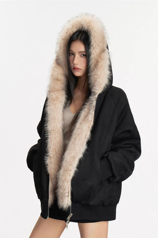 Fax fur coat reversible