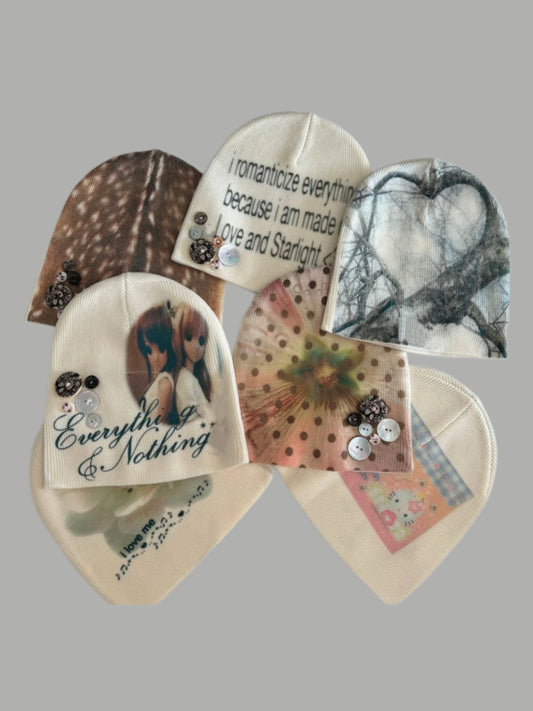 Handmade Shell Button Print Hat