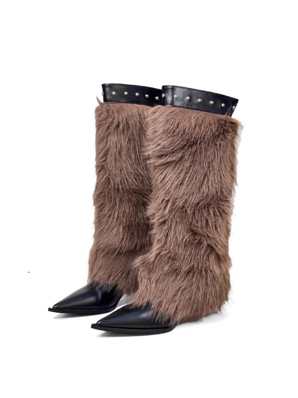 Y2k faux fur heeled boots
