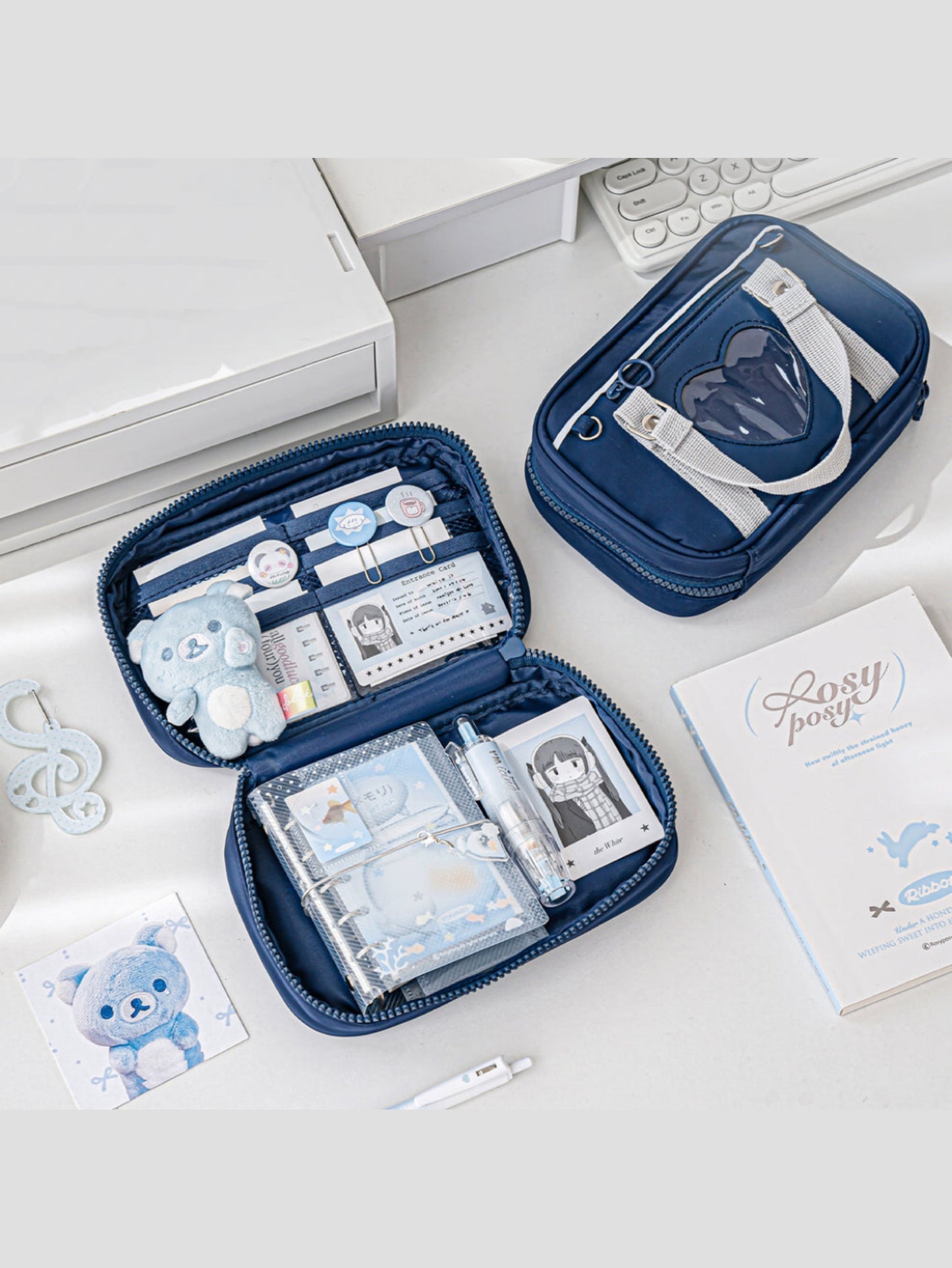 Navy blue handbag storage bag