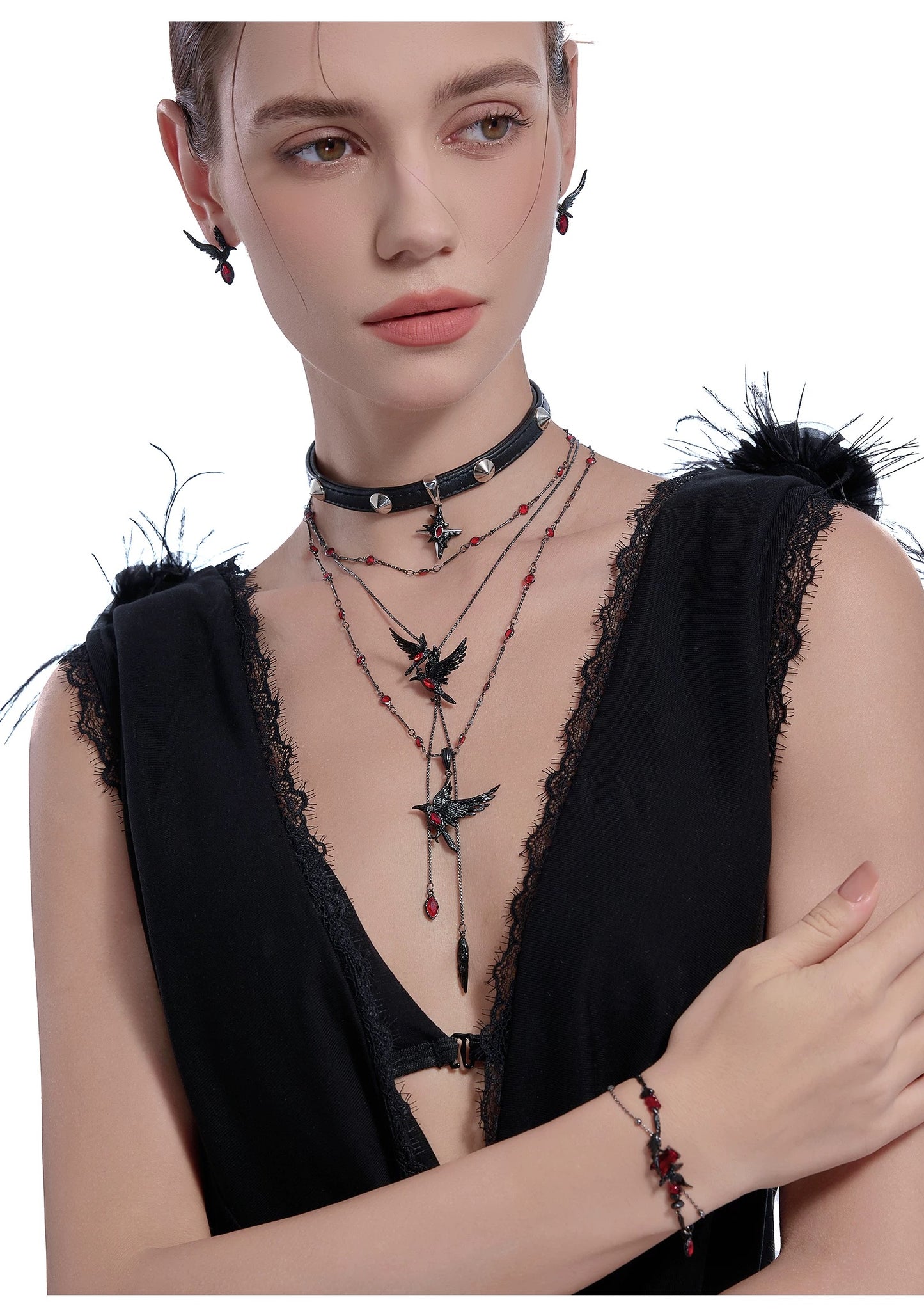 Qin Che Thorne Crow Stacks Necklace