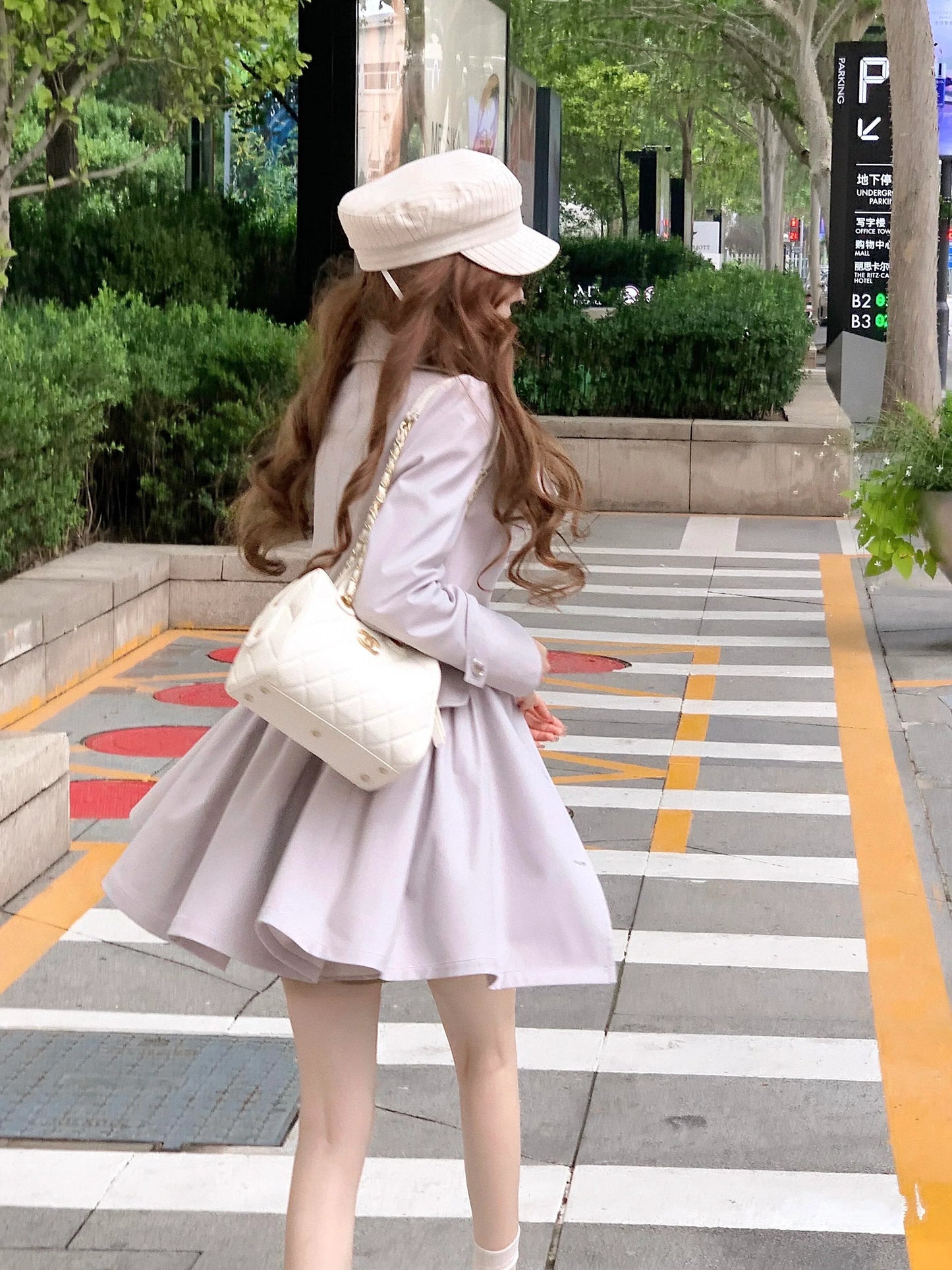 Light Grey Short Waist Tie Trench Coat