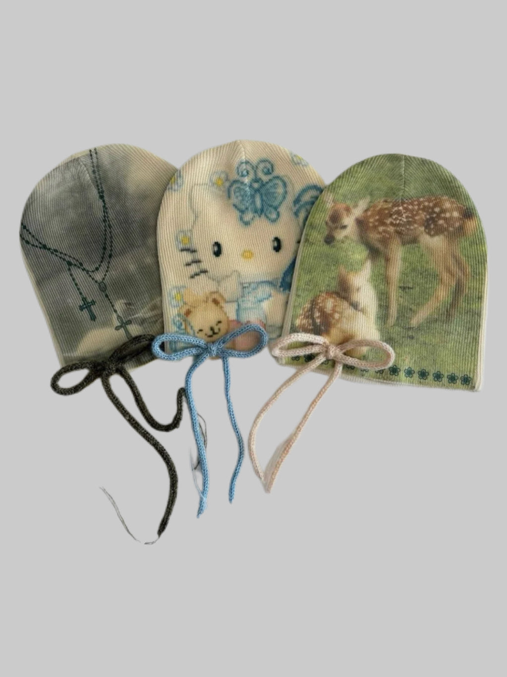 Y2K Print knit beanies