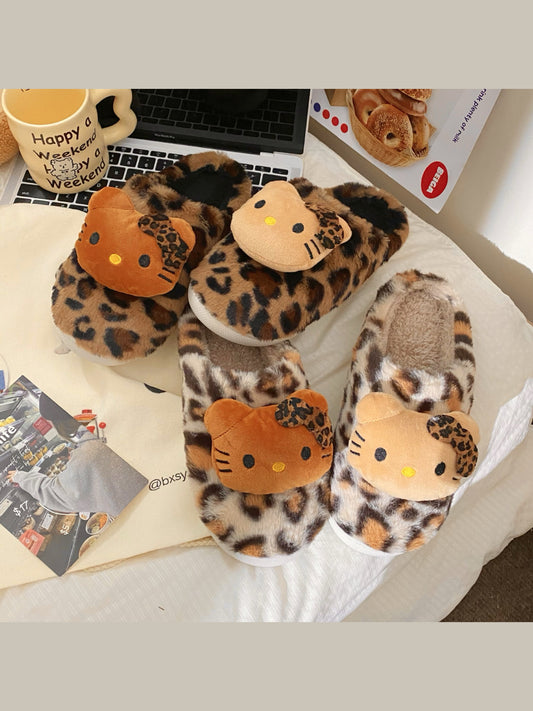 Leopard print HelloKitty slippers