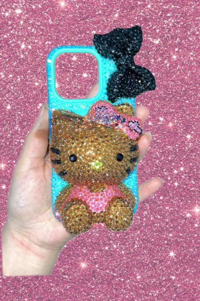 Blue Hellokitty Handmade Rhinestone Phone Case