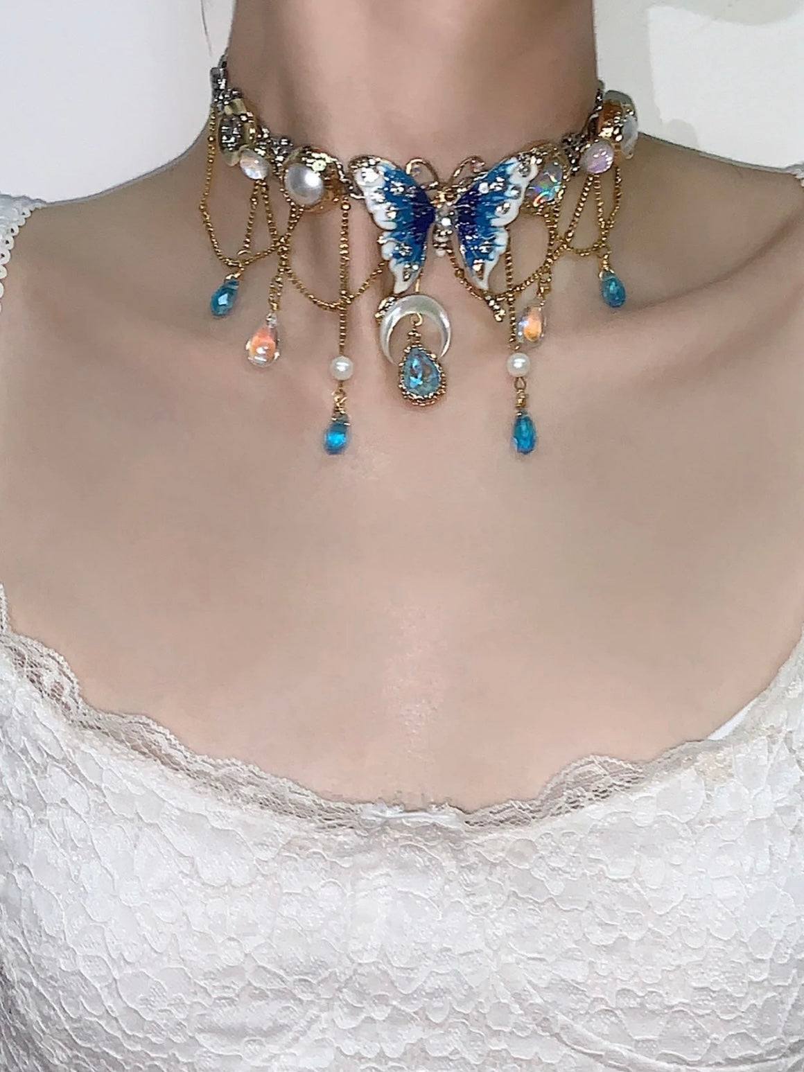 Blue Field "Blue Titanium Steel Necklace