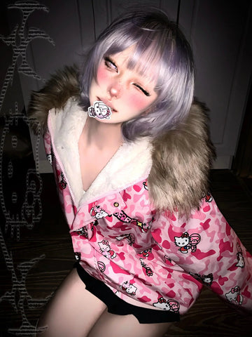 Hello Kitty Pink Camouflage Stand-Up Collar Jacket