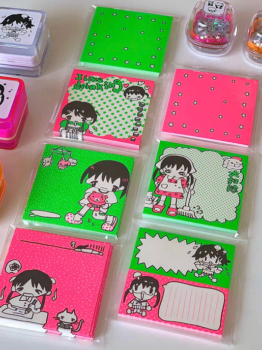 Comic inspired fluorescent sticky note