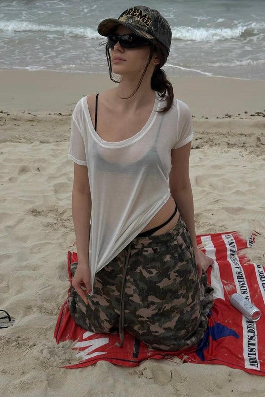 White Lyocell U-neck tee