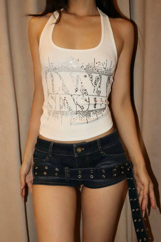 Low waist denim shorts