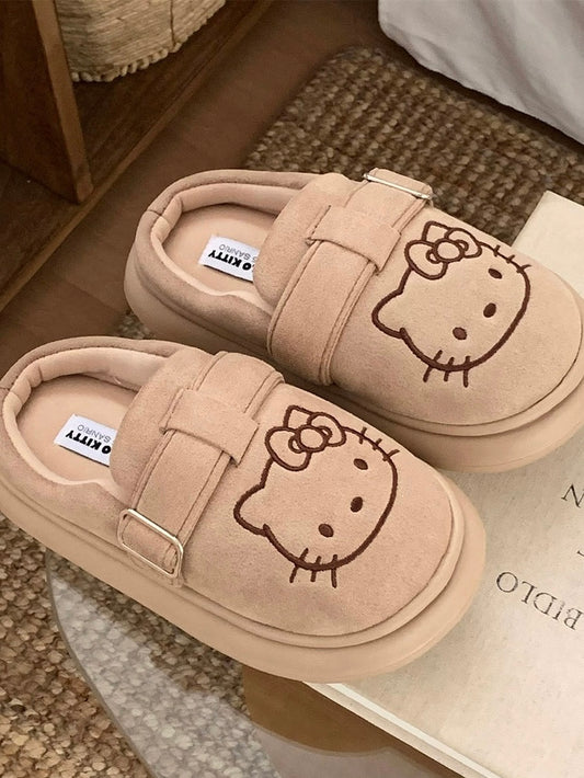 HelloKitty Pocken Shoes, Girl Heart Cotton Slippers
