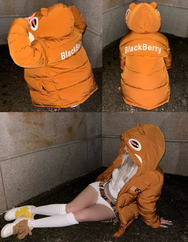 Dropout Bear Full Zip Embroidered Down plush Jacket