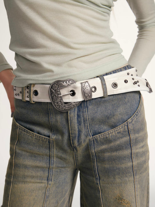 Retro Heavy Industry Metal Rivet Belt