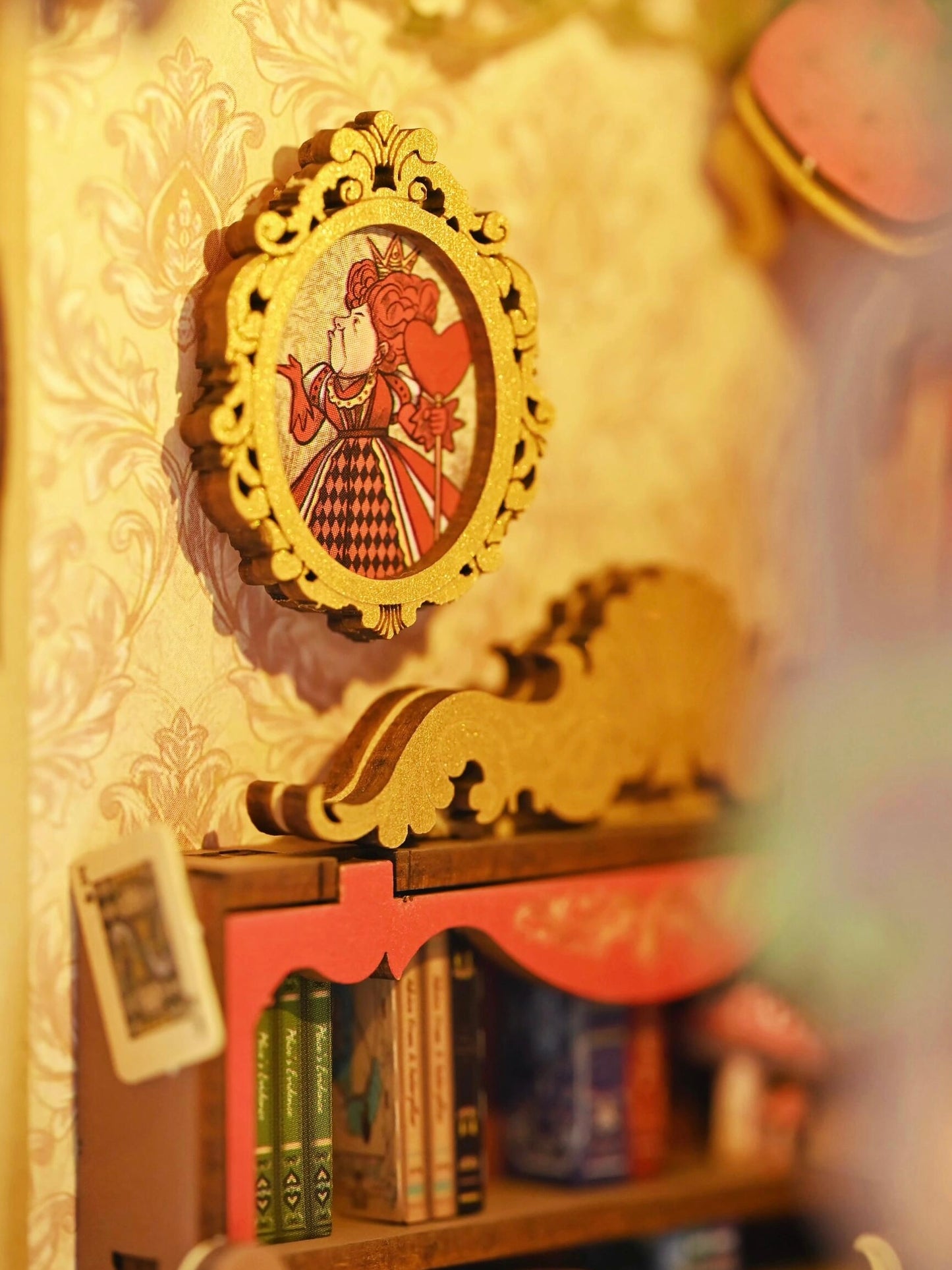 Alice falls into Wonderland, book stands, DIY hut assembles handmade building blocks